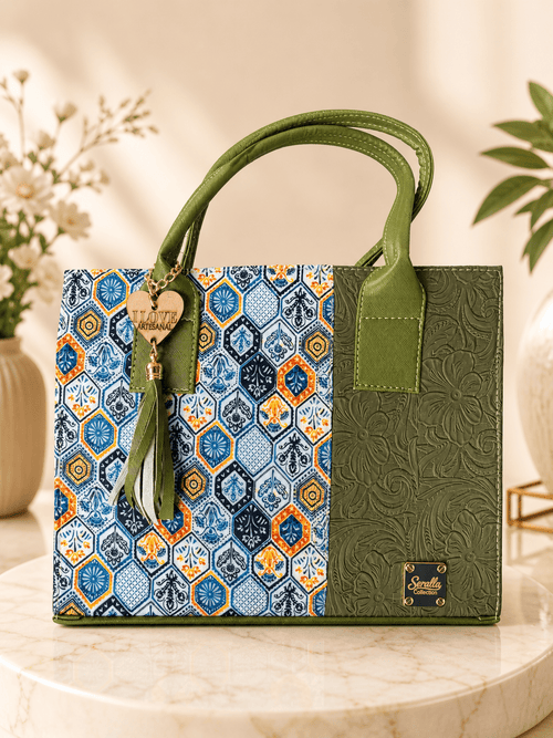 Bolso Artesanal Verde Seralla – Edición Terra Azul - SERALLA COLLECTION