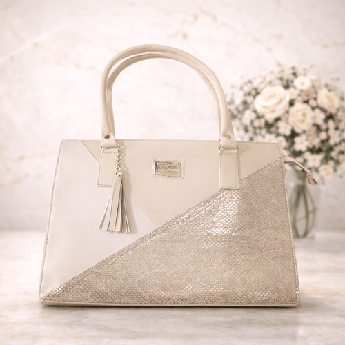 Bolso Blanco con Glitter Dorado para Dama - SERALLA COLLECTION