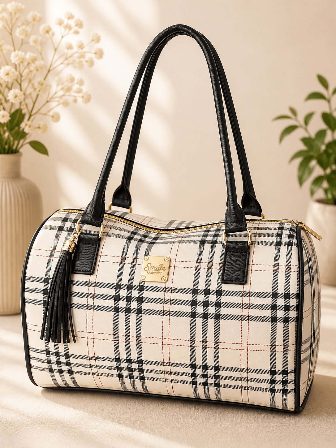 Bolso Cuadros Elegante Seralla – Edición Heritage - SERALLA COLLECTION