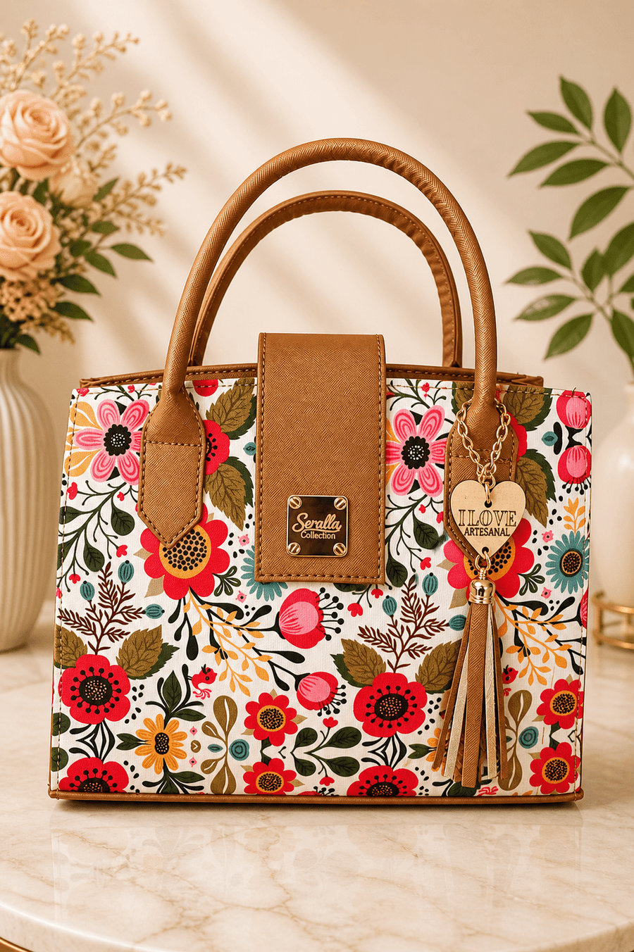 Bolso Floral Café Seralla – Edición Raíces Viva