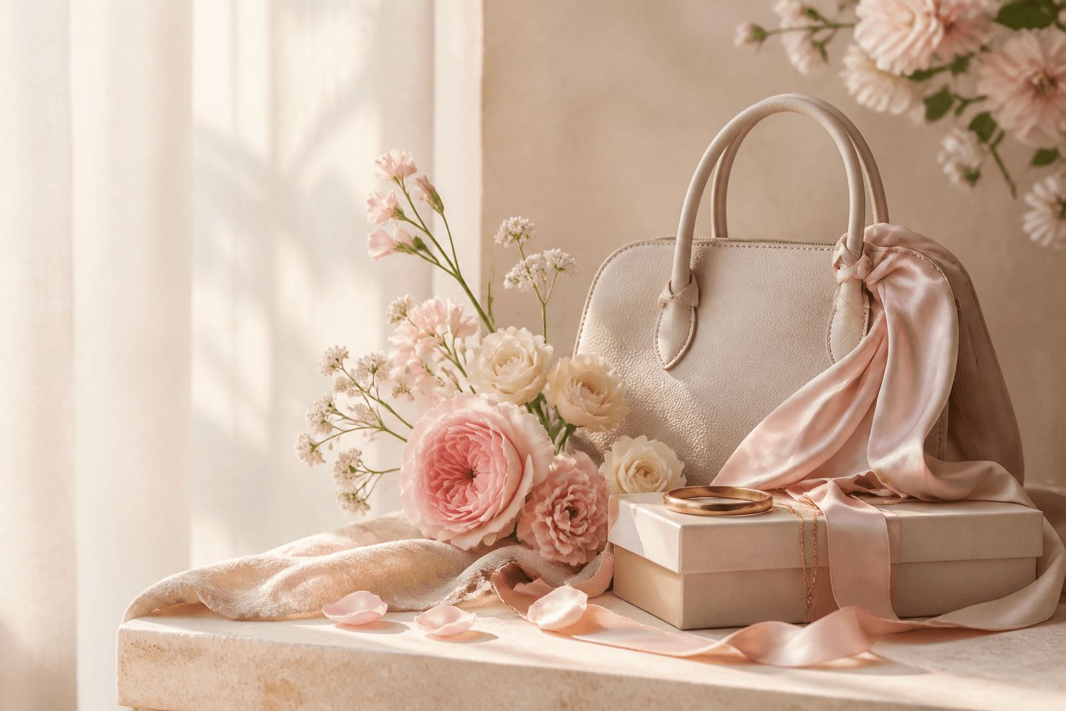 Ambientación floral elegante del Día de las Madres para Seralla Collection