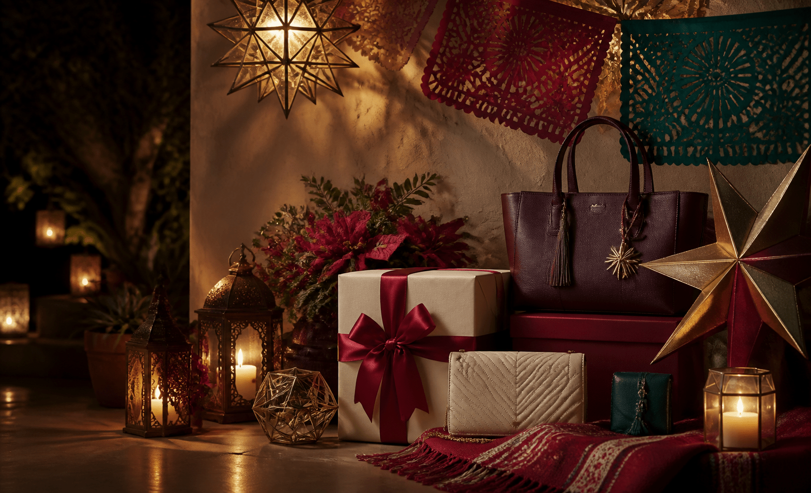 Ambientación elegante de Posadas mexicanas para Seralla Collection